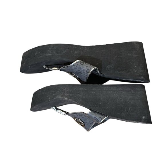 GUESS Sarraly Womens 10 M Eva Black Wedge Slip On Thong Sandals Logo - Picture 7 of 8